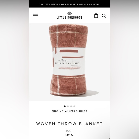 NWT 60x50in. LITTLE KORBOOSE Woven Throw Blanket In “RUST” - Picture 4 of 6